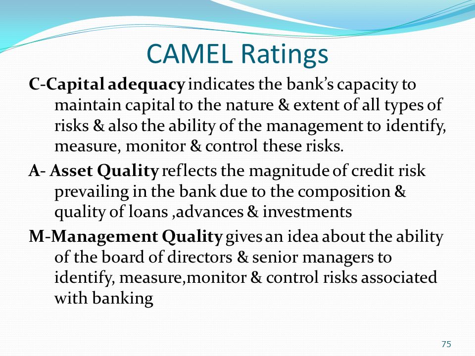 Camel rating in banking